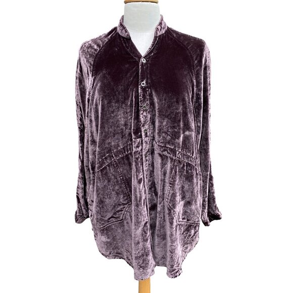 We The Free Summer Dream Velvet Whimsigoth Shirt Sz XS Brown Button Oversized - Picture 1 of 16